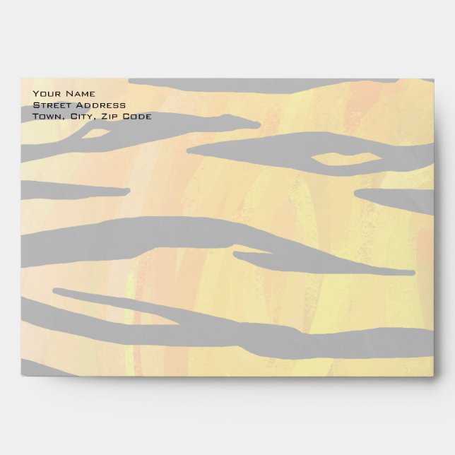 Tiger Black and Orange Print Envelope (Front)