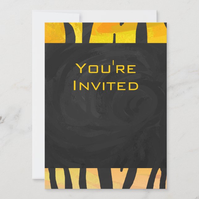 Tiger Black and Orange Print Invitation (Front)