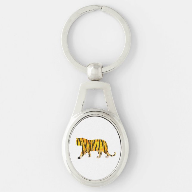 Tiger Black and Orange Print Key Ring (Front)