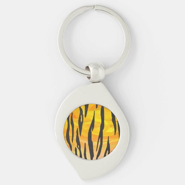 Tiger Black and Orange Print Key Ring (Front)