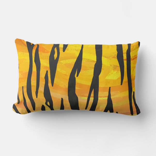 Tiger Black and Orange Print Lumbar Cushion (Front)