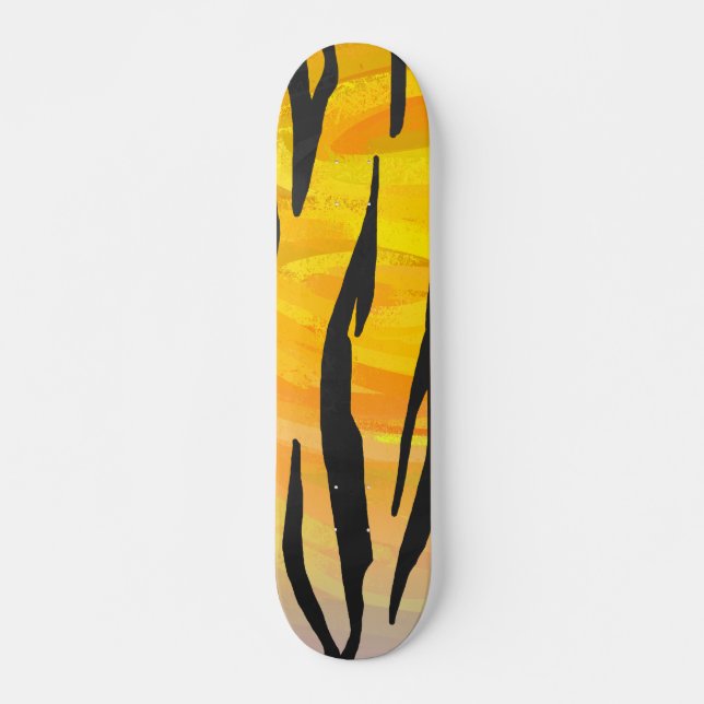 Tiger Black and Orange Print Skateboard (Front)