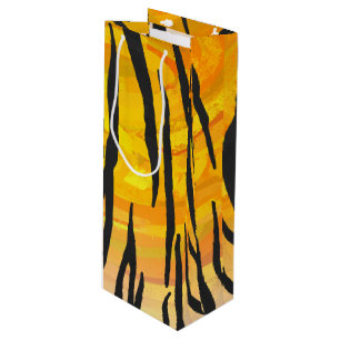 Tiger Black and Orange Print Wine Gift Bag