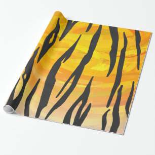 Tiger Black and Orange Print Wrapping Paper