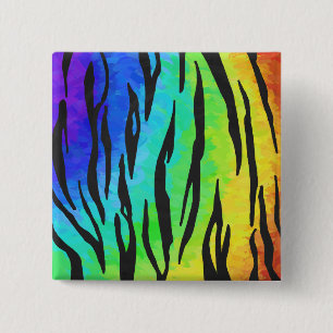 Tiger Black and Rainbow Print 15 Cm Square Badge