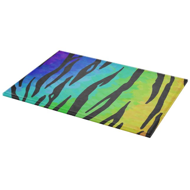 Tiger Black and Rainbow Print Cutting Board (Corner)