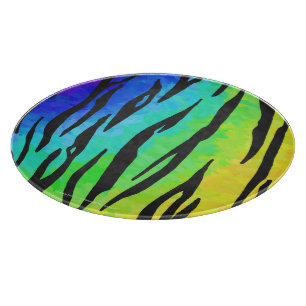 Tiger Black and Rainbow Print Cutting Board