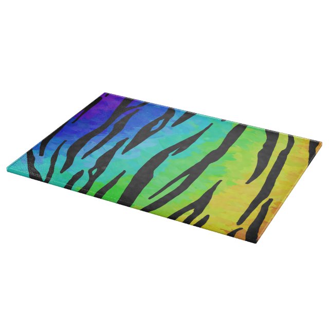 Tiger Black and Rainbow Print Cutting Board (Corner)
