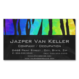 Tiger Black and Rainbow Print Magnetic Business Card
