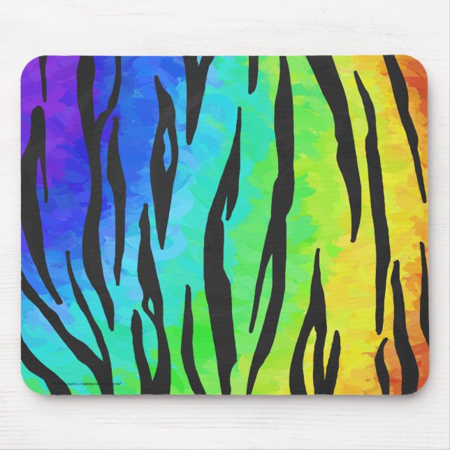 Tiger Black and Rainbow Print Mouse Pad (Front)