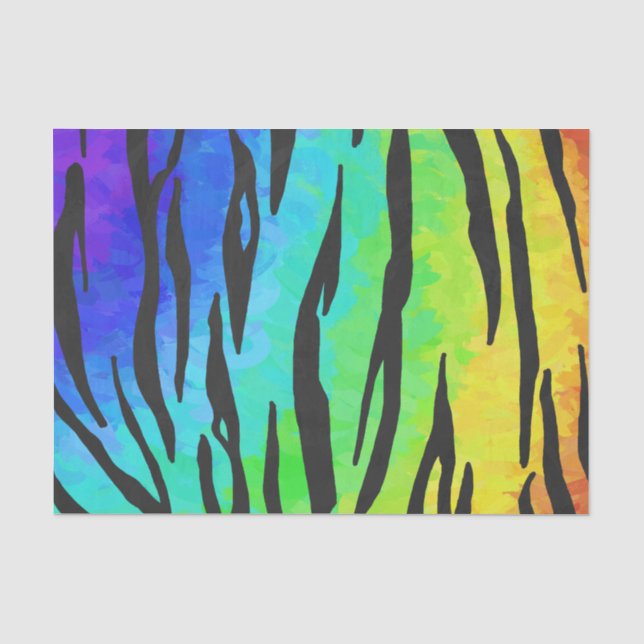 Tiger Black and Rainbow Print Tissue Paper (Front)