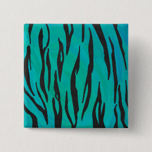 Tiger Black and Teal Print 15 Cm Square Badge
