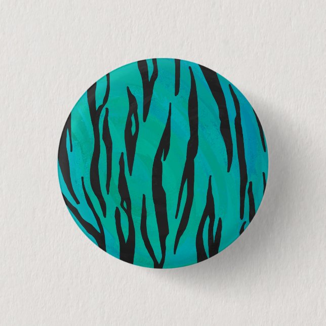 Tiger Black and Teal Print 3 Cm Round Badge (Front)