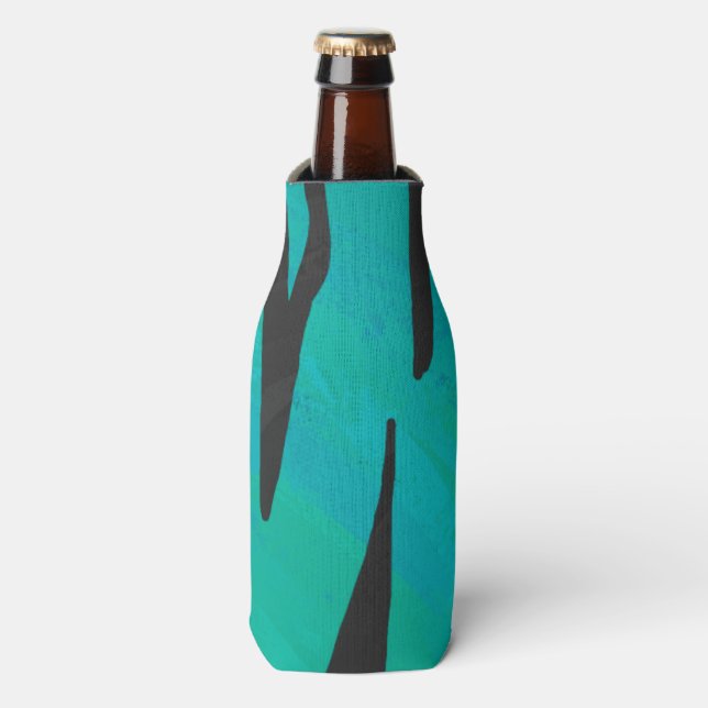 Tiger Black and Teal Print Bottle Cooler (Bottle Front)