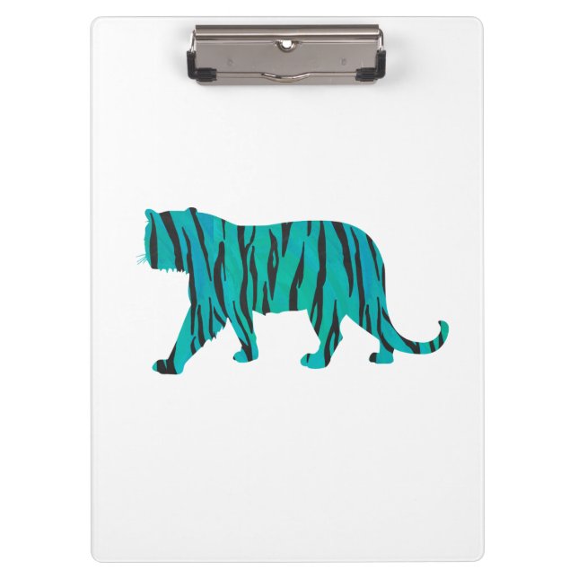 Tiger Black and Teal Print Clipboard (Front)