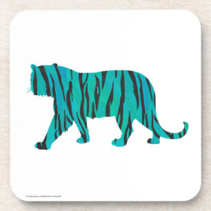Tiger Black and Teal Print Coaster