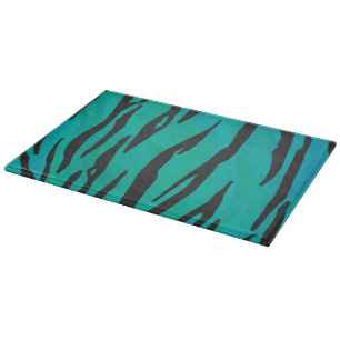 Tiger Black and Teal Print Cutting Board