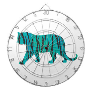 Tiger Black and Teal Print Dartboard