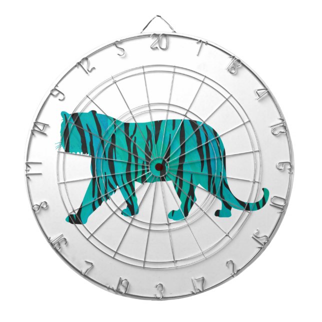 Tiger Black and Teal Print Dartboard (Front)