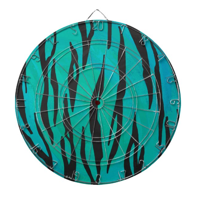 Tiger Black and Teal Print Dartboard (Front)