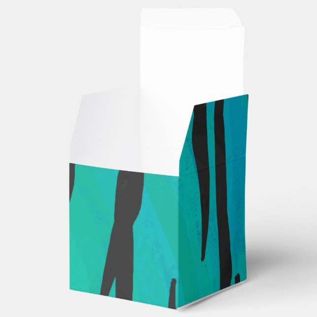 Tiger Black and Teal Print Favour Box (Opened)
