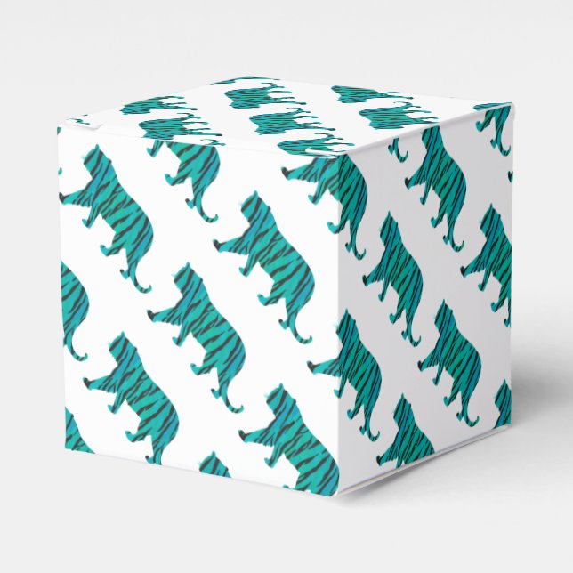Tiger Black and Teal Print Favour Box (Front Side)