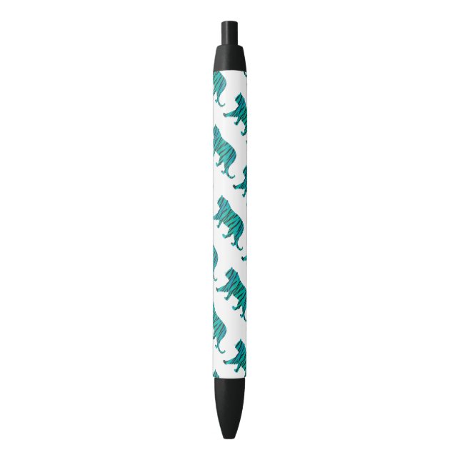 Tiger Black and Teal Print Ink Pen (Front Vertical)