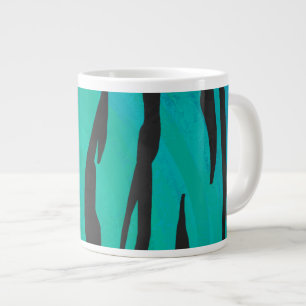 Tiger Black and Teal Print Large Coffee Mug