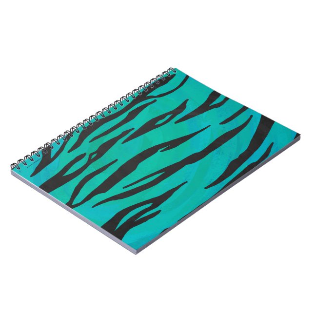 Tiger Black and Teal Print Notebook (Left Side)