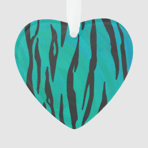 Tiger Black and Teal Print Ornament