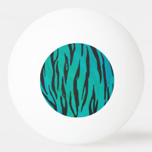 Tiger Black and Teal Print Ping Pong Ball
