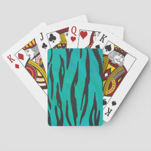 Tiger Black and Teal Print Playing Cards