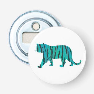 Tiger Black and Teal Silhouettes Bottle Opener