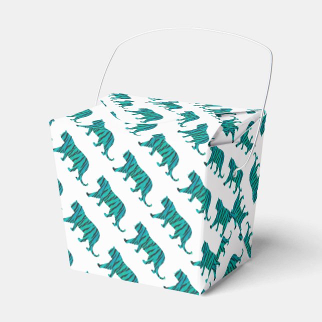 Tiger Black and Teal Silhouettes Favour Box (Front Side)