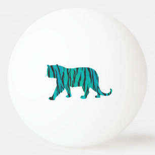 Tiger Black and Teal Silhouettes Ping Pong Ball