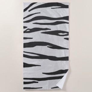 Tiger Black and White Art Beach Towel