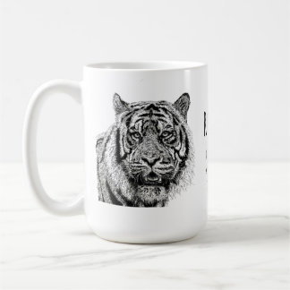 Tiger  Black and White Monogram Saying Coffee Mug
