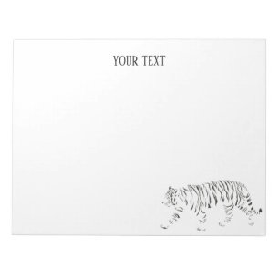 Tiger black and white personalised notepad