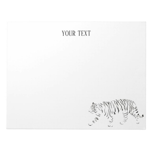 Tiger black and white personalised notepad (Front)