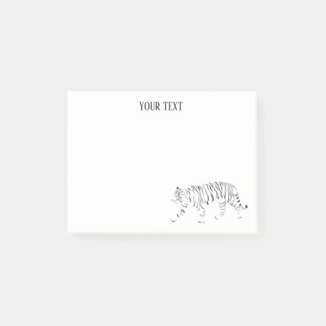 Tiger black and white personalised post-it notes (Front)