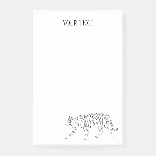 Tiger black and white personalised post-it notes (Front)