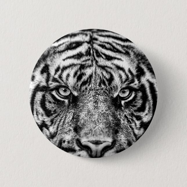 Tiger Black and White Photography 6 Cm Round Badge (Front)