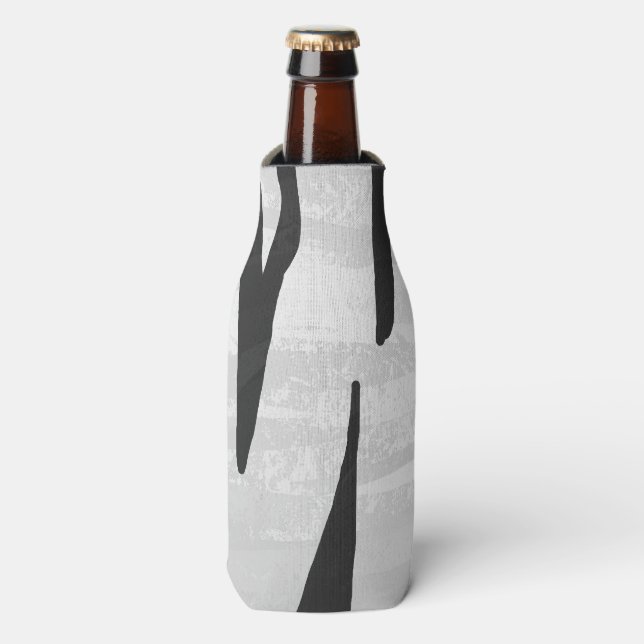Tiger Black and White Print Bottle Cooler (Bottle Front)