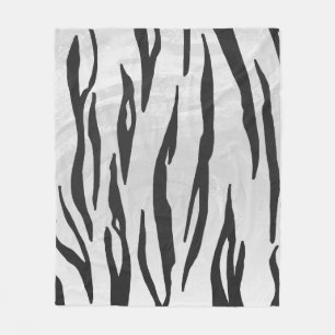 Tiger Black and White Print Fleece Blanket
