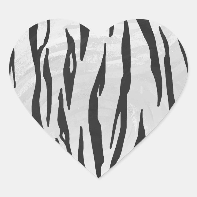 Tiger Black and White Print Heart Sticker (Front)