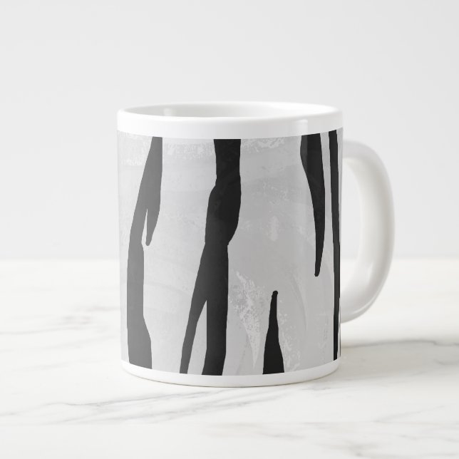 Tiger Black and White Print Large Coffee Mug (Front Right)
