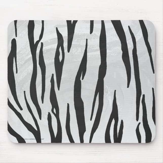 Tiger Black and White Print Mouse Pad (Front)