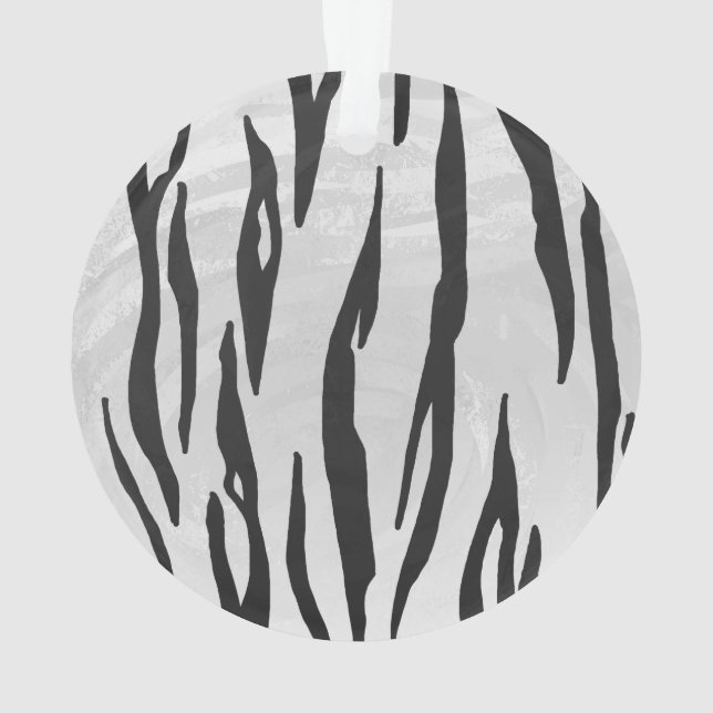 Tiger Black and White Print Ornament (Back)