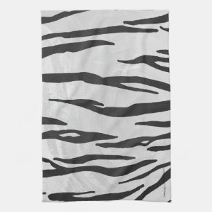 Tiger Black and White Print Tea Towel