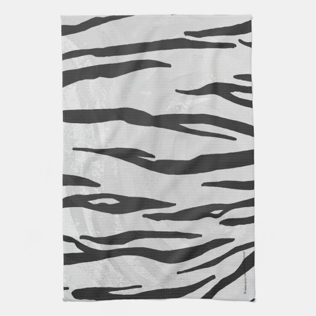 Tiger Black and White Print Tea Towel (Vertical)